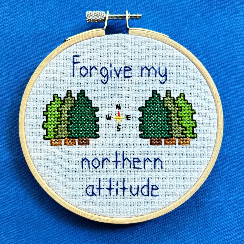Noah Kahan “Northern Attitude” Lyrics 4-Inch Wooden-Framed Cross Stitch - Picture 6 of 6